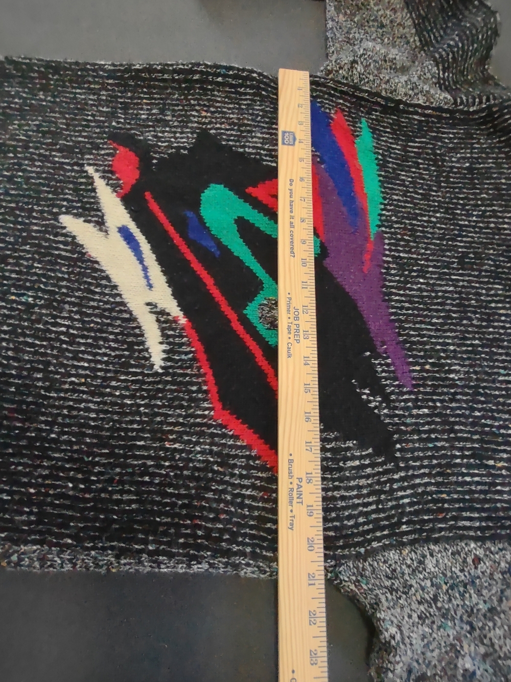 Vtg Concrete Men's Black Marled Crewneck Sweater with Abstract Color Block - Picture 4 of 8